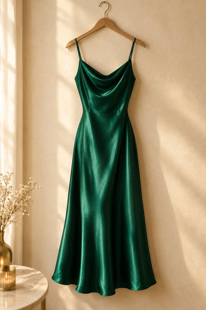 Rochie smarald satin premium